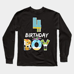 Toy Funny 4th Birthday Story B-day Gift For Boys Kids Long Sleeve T-Shirt